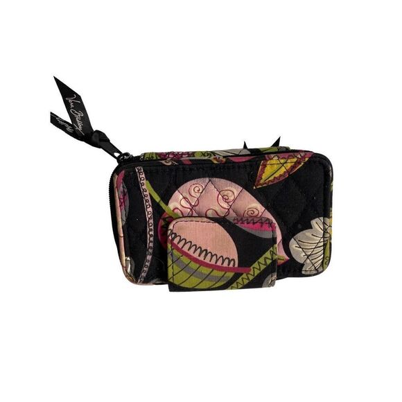 Vera Bradley floral black two compartment wallet/wristlet 6 x4 - Picture 2 of 3